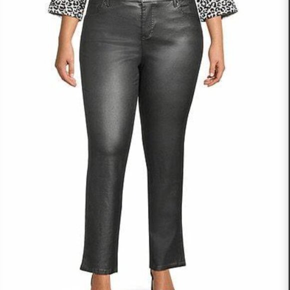 NWT - CODE BLEU Chelsea Slimming Panel Straight Leg Coated Jeans - 20W - NWT - Picture 1 of 10